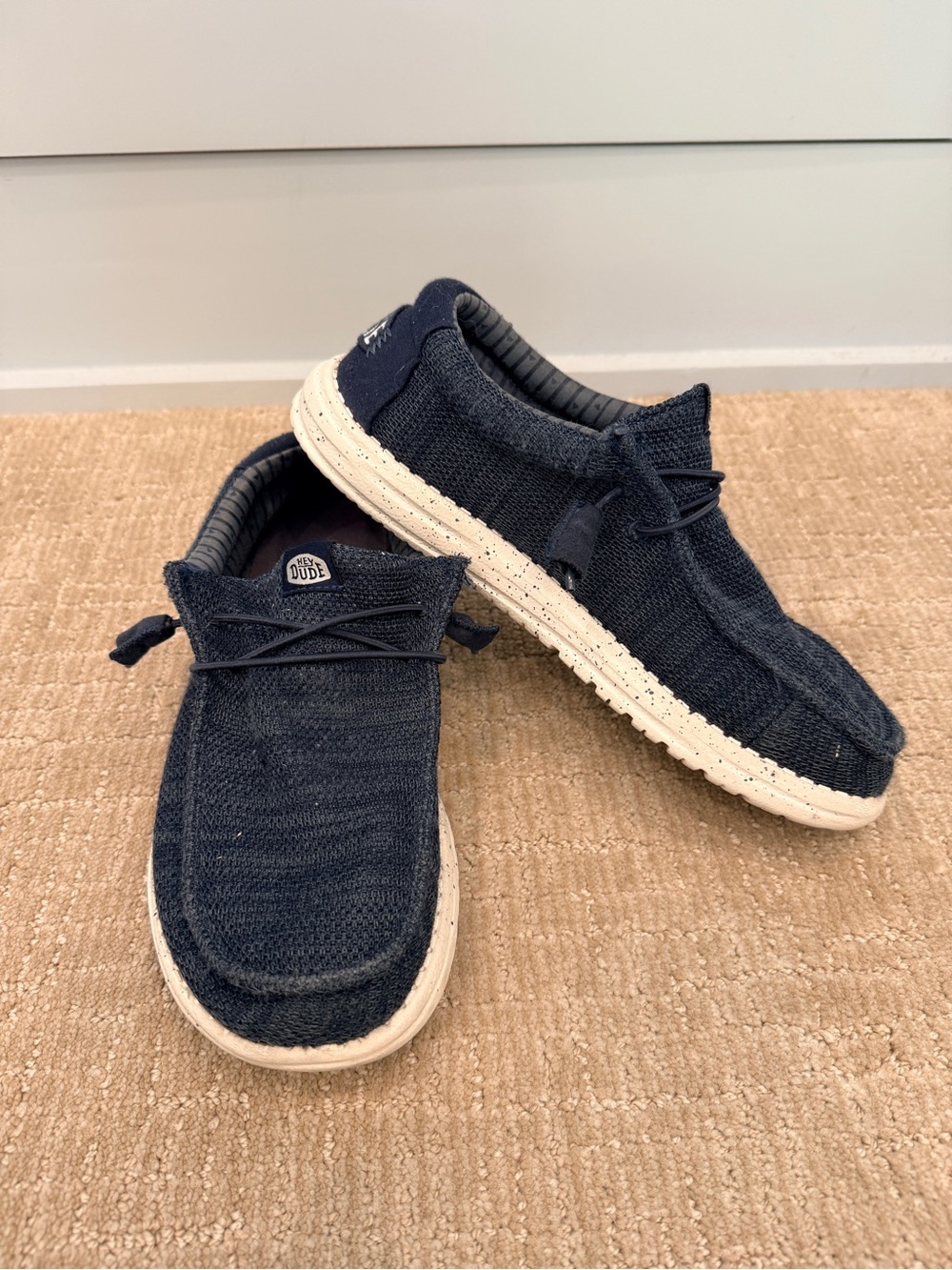 Hey Dude Men's Navy Knit Slip-On Loafers